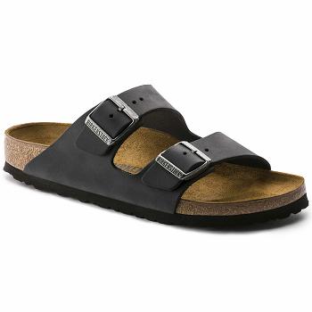 Birkenstock Oiled Læder Arizona Dame Sort | DK 48JPQ